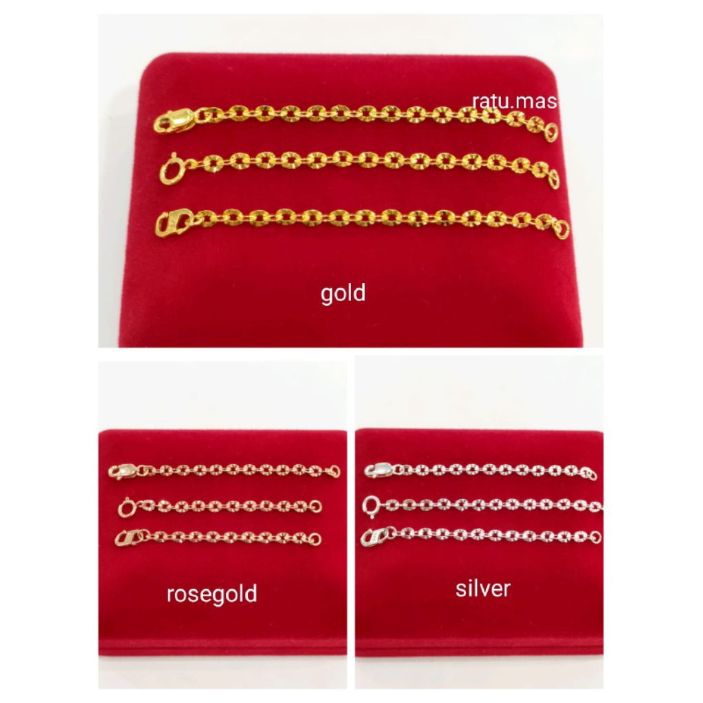 Rantai Extension Penyambung Gelang Dan Kalung Perak Asli 925 Lapis Emas