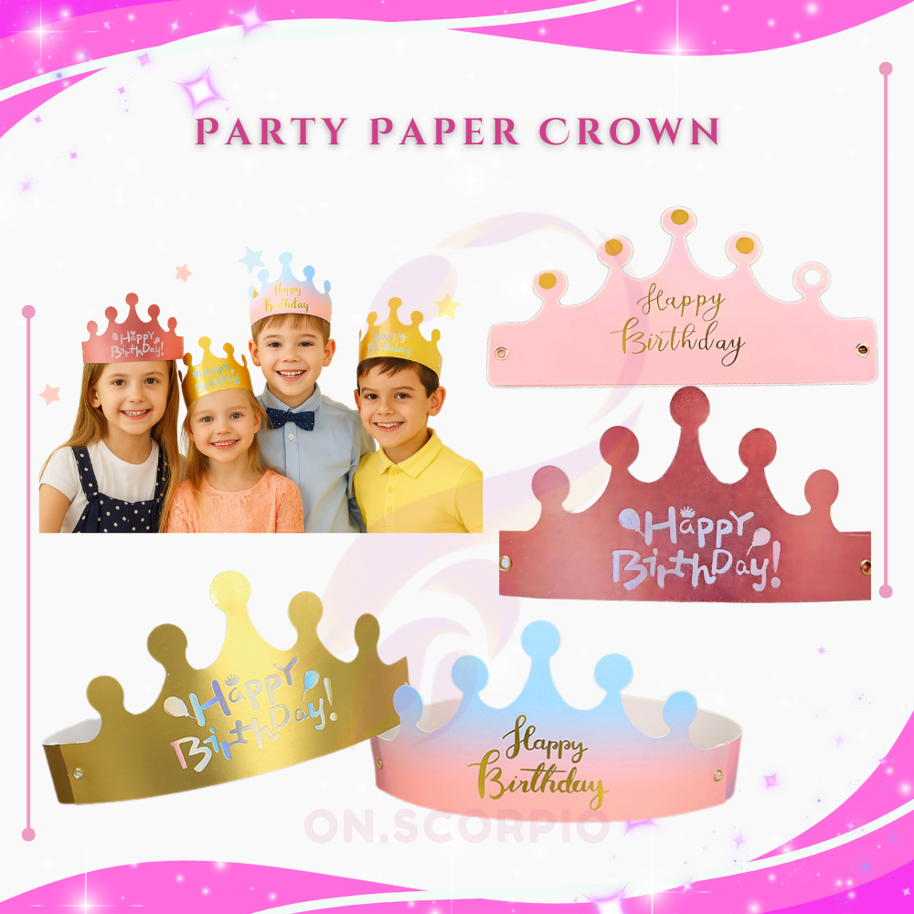 Topi Mahkota Ulang Tahun /topi mahkota lipat/topi mahkota lipat/Topi Mahkota Crown Kertas PP004