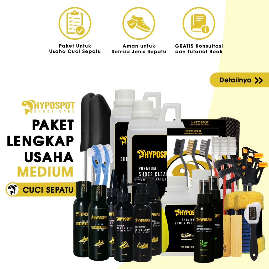 HYPOSPOT - Paket-Lengkap Medium Laundry Sepatu Paket Cuci Sepatu - Paket Pembersih Dan Cuci Sepatu -