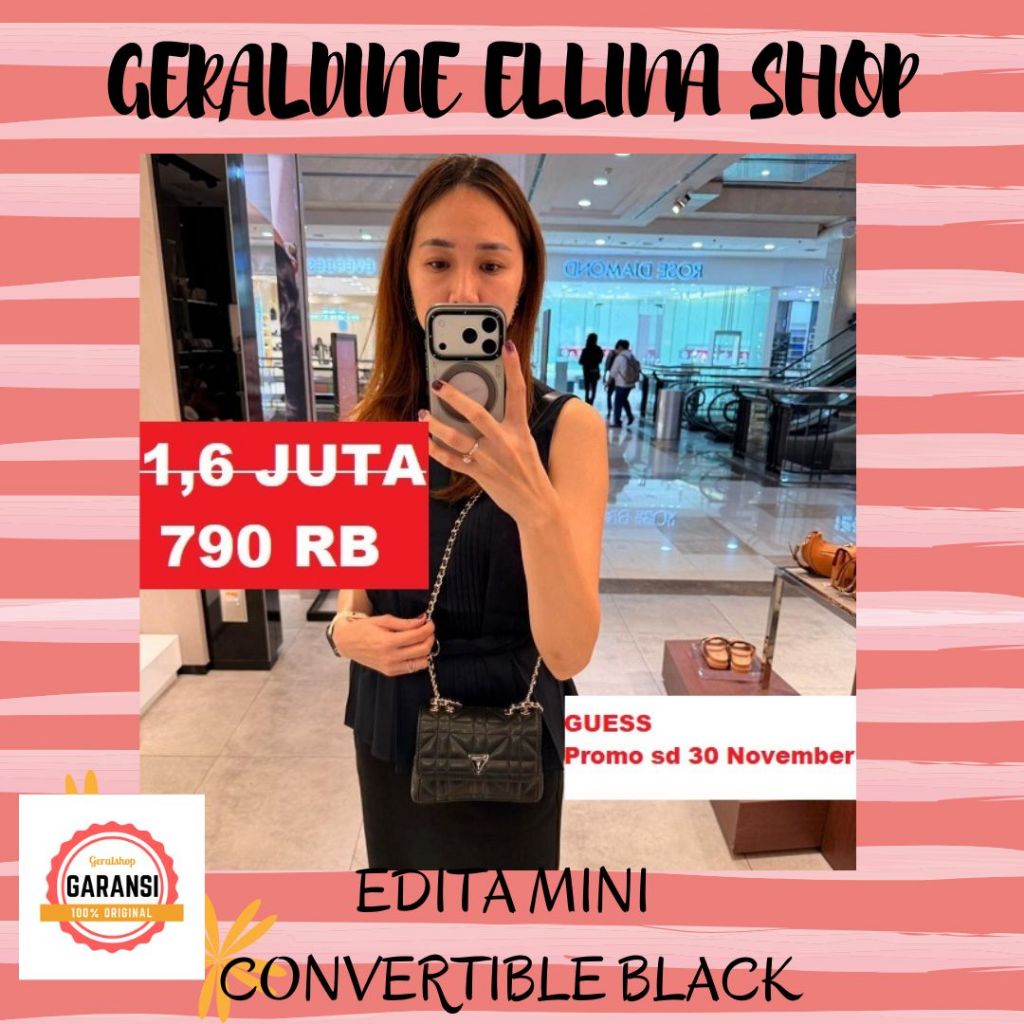 Tas selempang wanita Guess shoulder bag 100% original seri EDITA MINI CONVERTIBLE