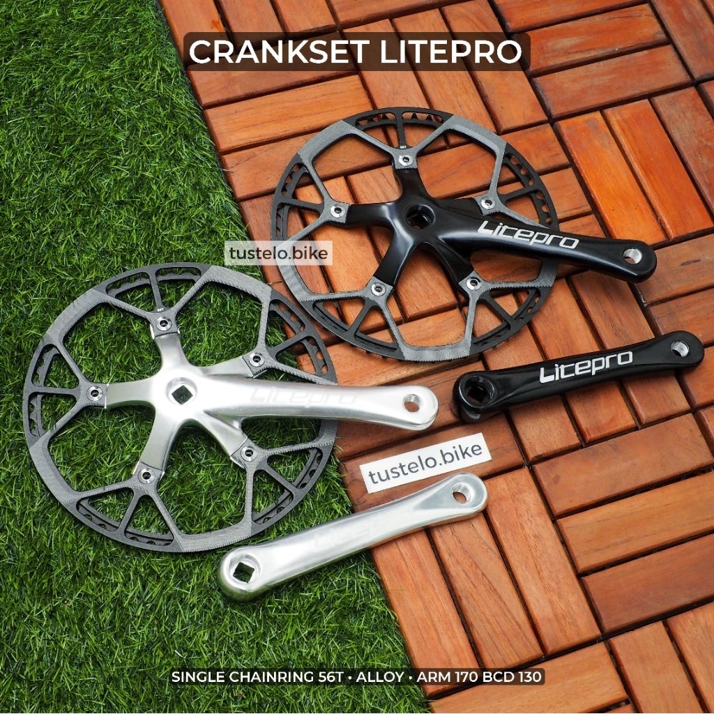 Crankset Litepro Single Chainring 56T Alloy Crank Sepeda Lipat Minivelo Seli
