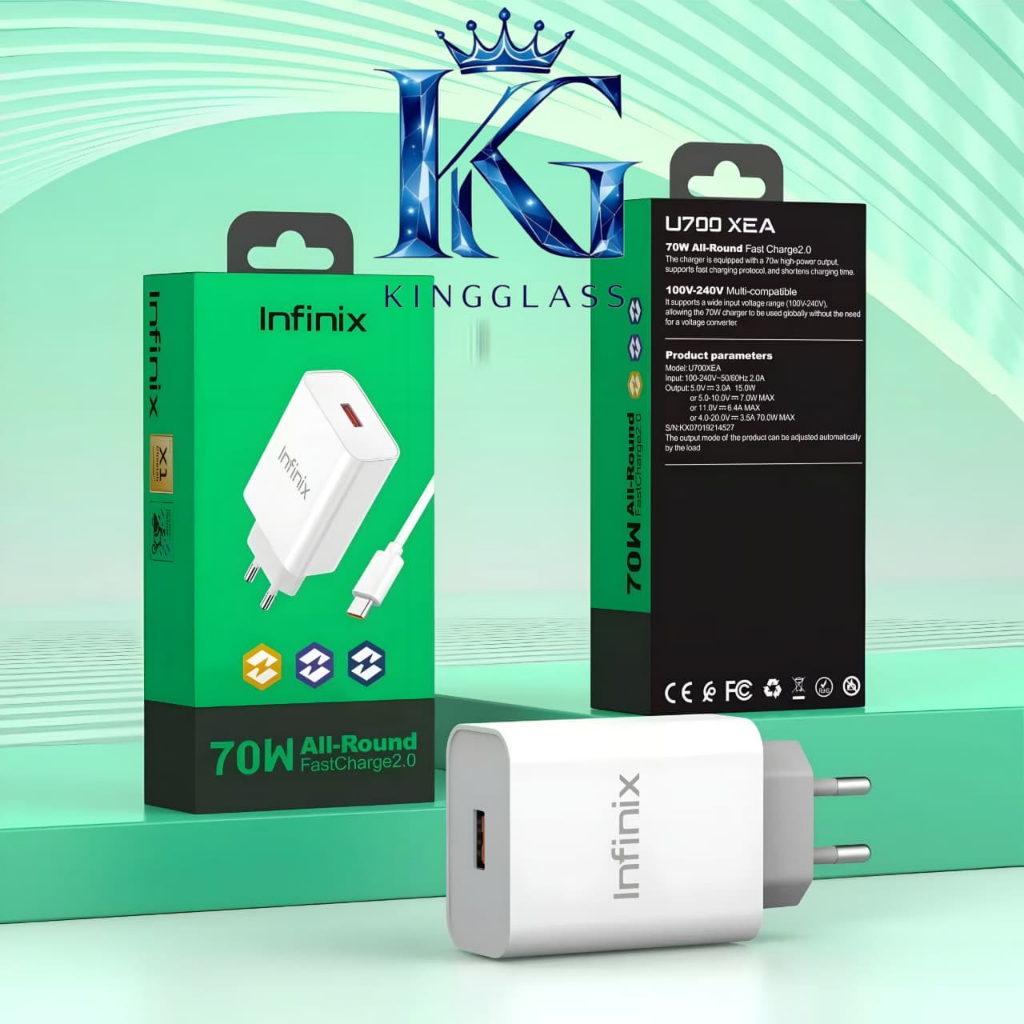 Charger 70W Infinix Note 40 Pro Super Fast Charging Real IC 100% U700XEA Micro / Type C [SMOLL]