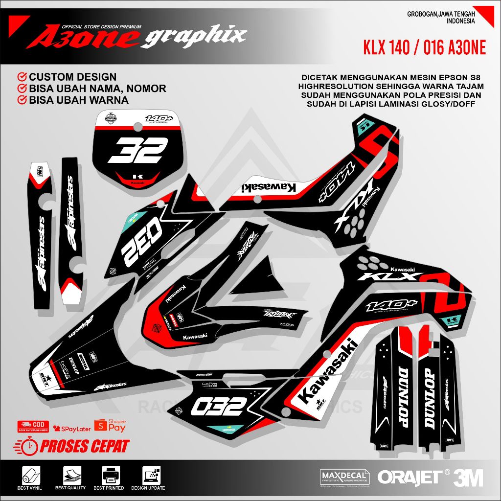 Decal Stiker kawasaki klx 140 decal klx 140 decal kawasaki klx 016 A3ONE