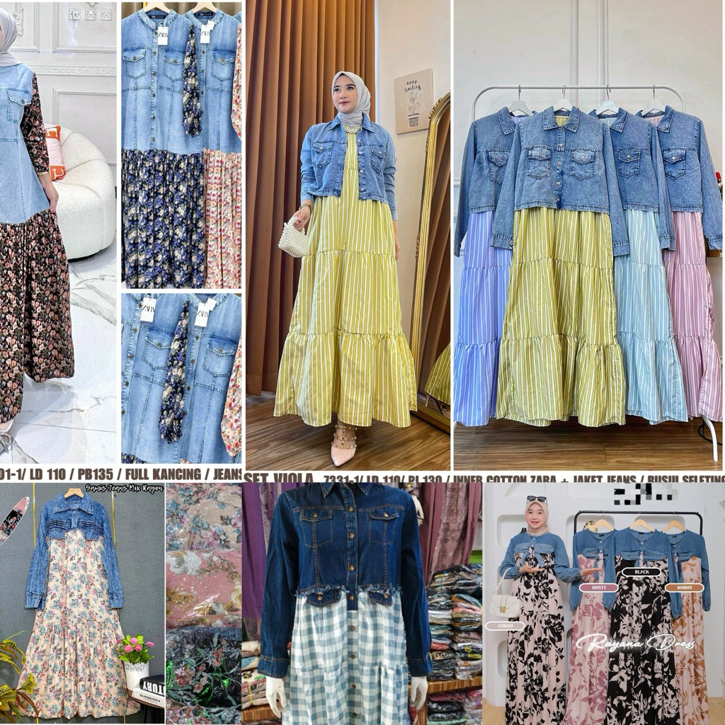 Gamis Jeans Uk Standar , Baju Kekinian/Gamis jeans/Gamis Rompi