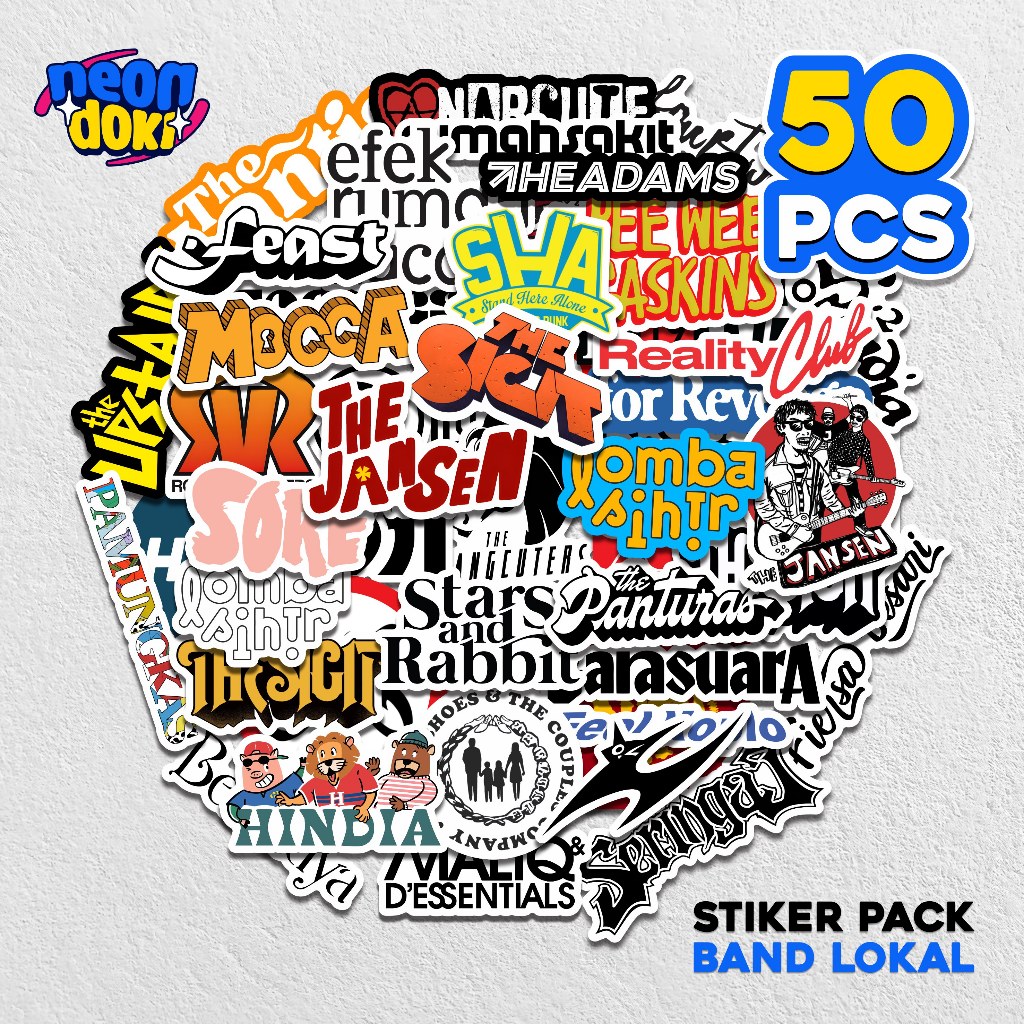 50 PCS Sticker Pack Band Lokal | Sticker Sheet | Sticker Vinyl | Indie, Rock, Pop, Punk