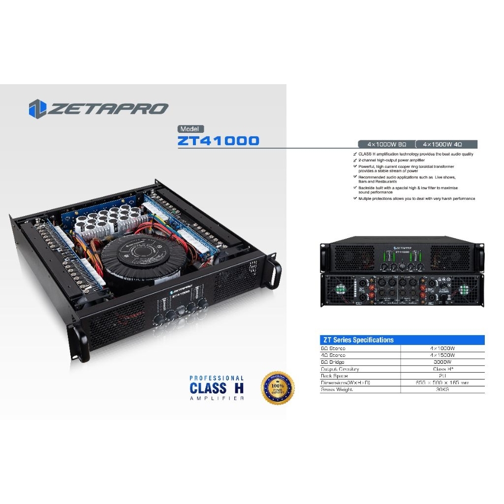 POWER AMPLIFER ZETAPRO ZT 41000 NEW 4 CH 4 1000 WATT ZETAPRO ZT ORIGINAL