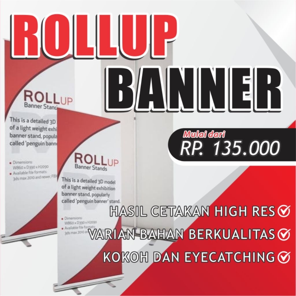 Cetak Roll Up Banner / Cetak Roll Banner /Cetak Custom/ Free Tas