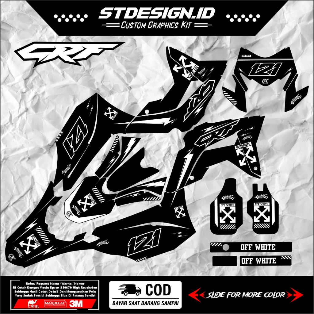 DECAL CRF 150L FULL BODY STIKER CRF 150 L FULL BODY MOTIF OFF WHITE MINIMALIS KEREN