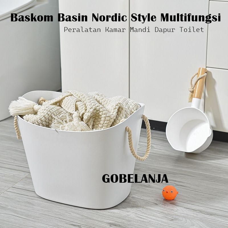 Baskom Air Ember Putih Estetik Nordic Style Mewah Multifungsi Peralatn Kamar Mandi