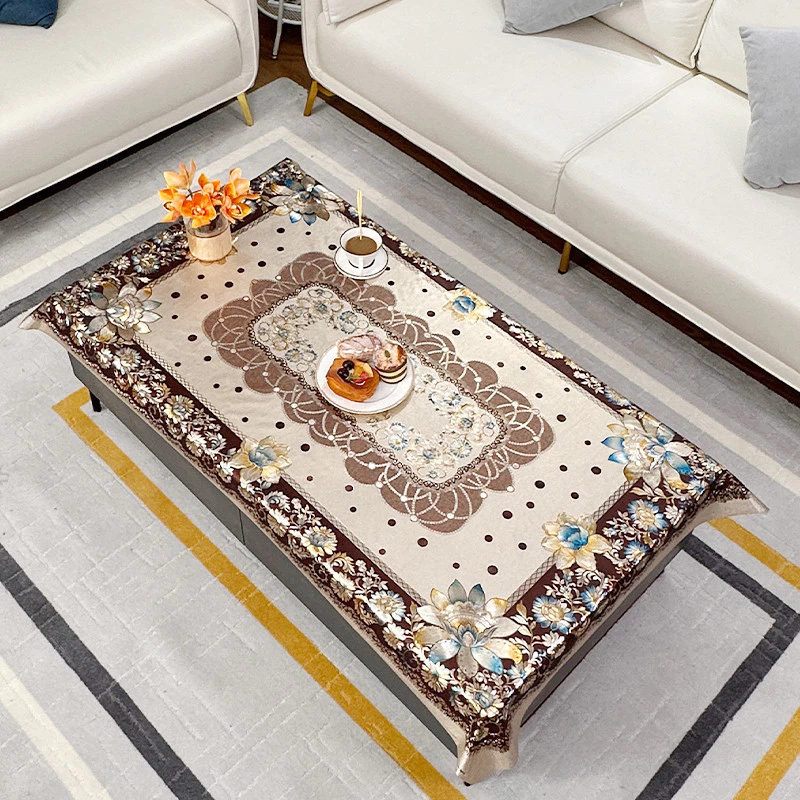 Taplak Meja Tamu 2025 Desain Persegi Panjang yang Elegan dan Mewah, Berbahan Kain untuk Menutupi dan