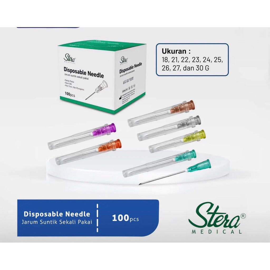 DISPOSABLE NEEDLE 18G 23G 25G 26G 27G 30G ONEMED / NALD / JARUM SUNTIK ONEMED STERA