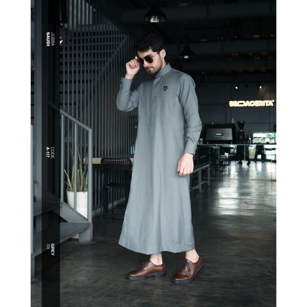 SAMASE JUBBA JUBAH SAUDI LENGAN PANJANG A117 | GREY TR