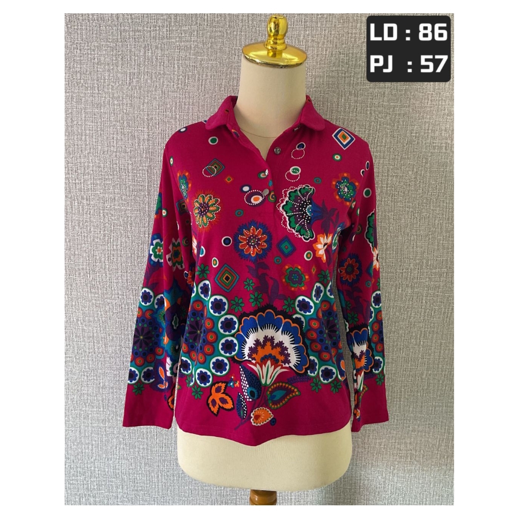 Preloved Blouse Lengan Panjang Motif Bunga