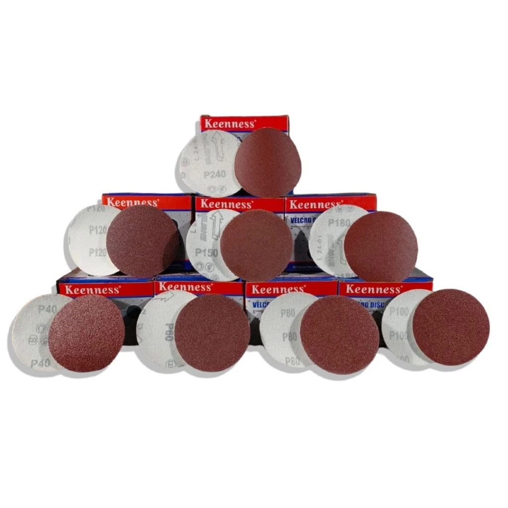 Amplas Velcro Bulat Murah 4 Inch Isi 100 Lembar – Grid 40–240 Amplas tempel kayu besi bulat