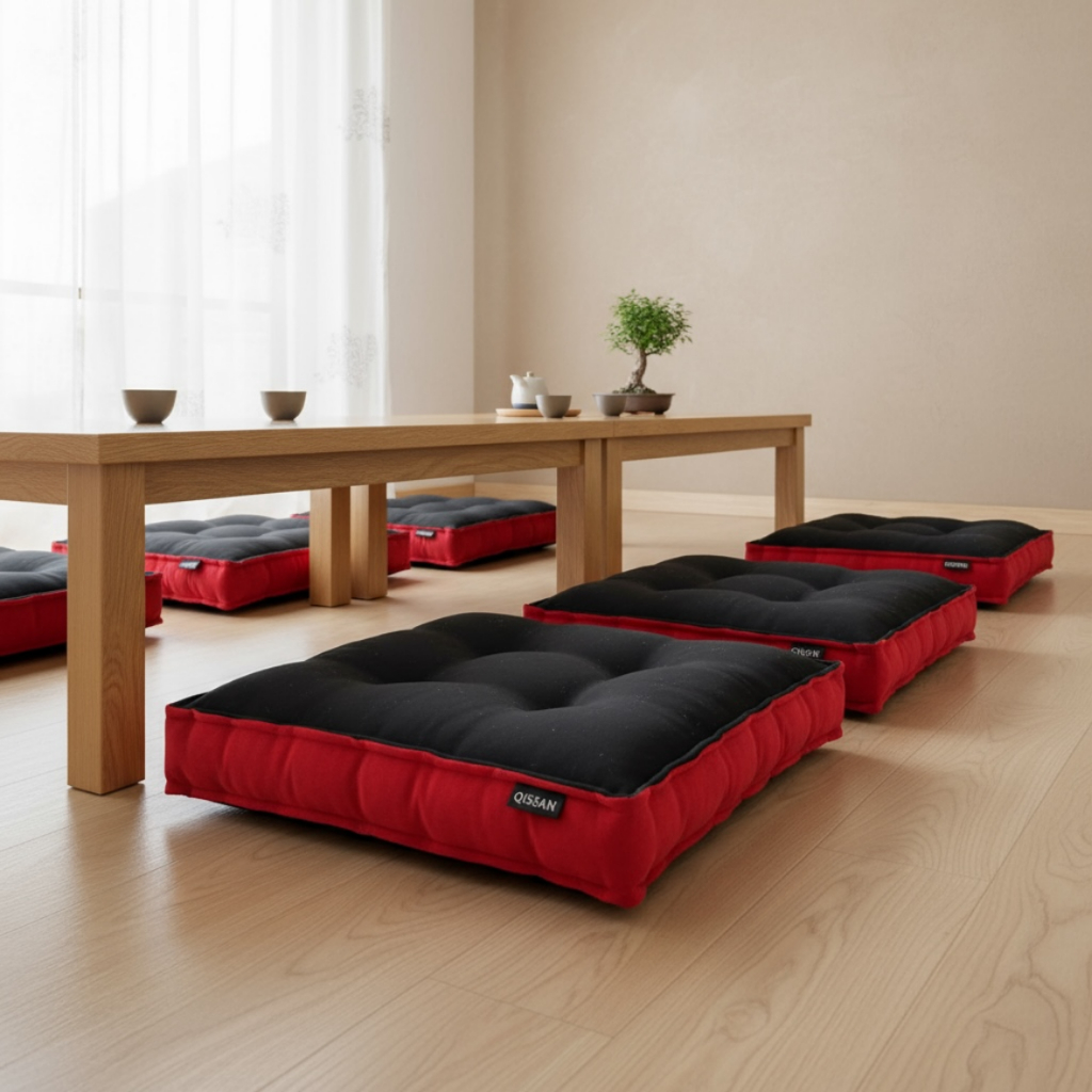 Bantal Alas Duduk Premium Bentuk PERSEGI Warna HITAM dan MERAH (Ukuran S-XXL) - Bantal Lesehan Empuk