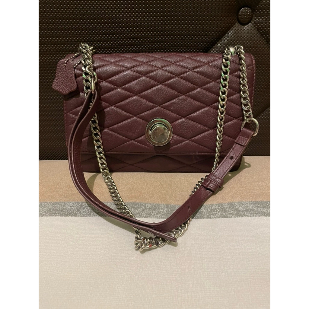 Tas Selempang / Shoulder Wanita Kulit Asli Warna Maroon Burgundy Preloved