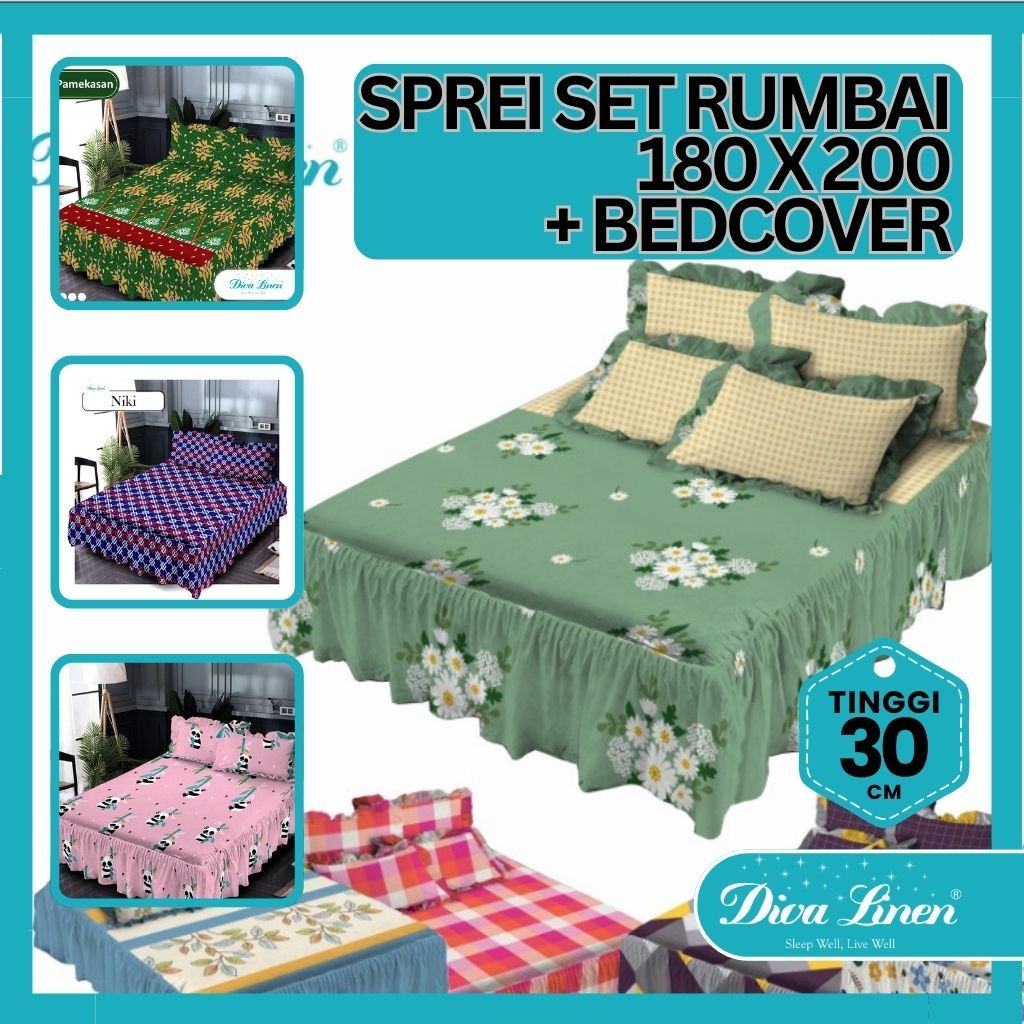 Diva Linen Sprei Rumbai ukuran 180x200 + BED COVER