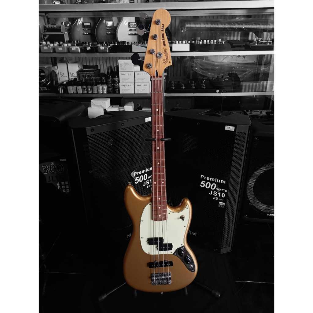 FENDER PLAYER MUSTANG PJ BASS,PAU FERRO,FIREMIST GOLD USED