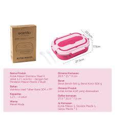 ecentio lunch box 1200ml stainless 304 sekat 4