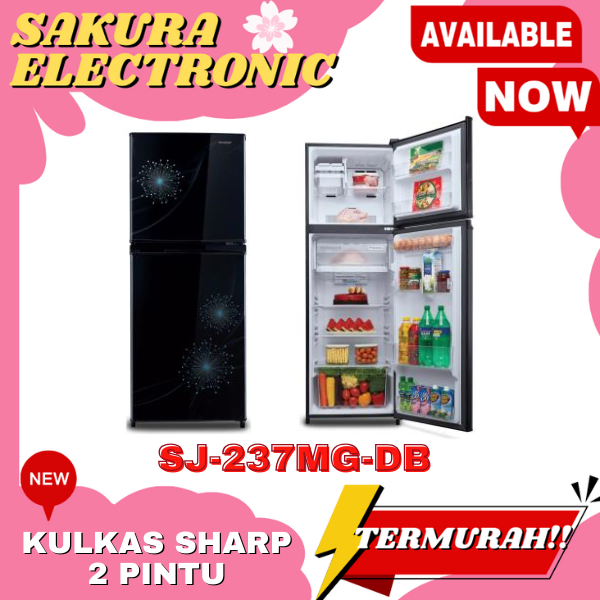 SHARP SJ-237MG-DB  KULKAS 2 PINTU LOW WATT HEMAT ENERGI | DANDELION BLUE SJ 237MG DB