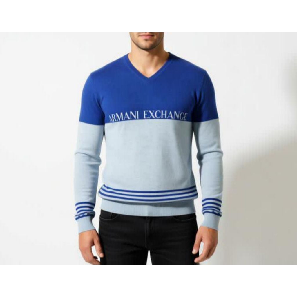 Armani Exchange 100% Cashmere Two Tone Sweater