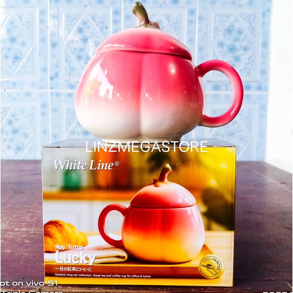 Cangkir Mug Buah Peach, Mug Unik, Mug Cantik
