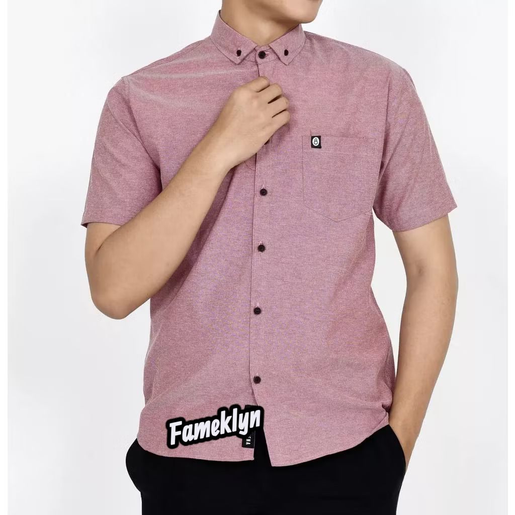 kemeja Polos Pria Lengan Pendek Dan Lengan panjang warna Dusty pink/ atasan cowok/ kemeja kerja / ke