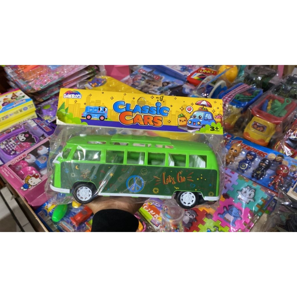 Mainan Mobil Bus Musik Dan Lampu/Mainan Mobil VW Combi Free Tali dengan Lampu Dan Musik