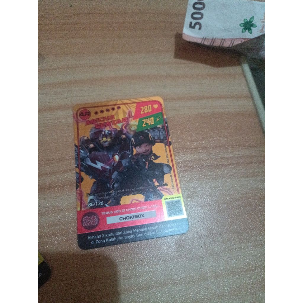 kartu Ar Boboiboy gentar