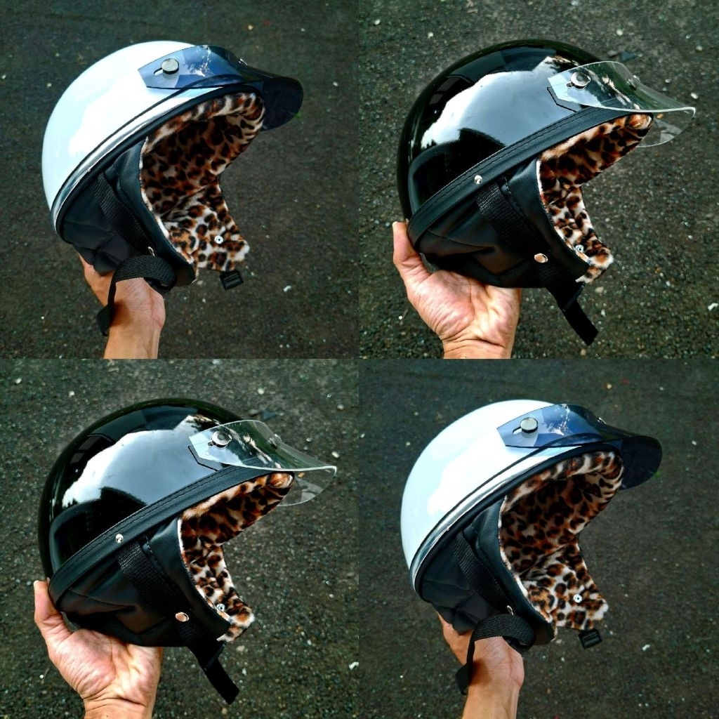 helm chip motif leopard free pet/topi