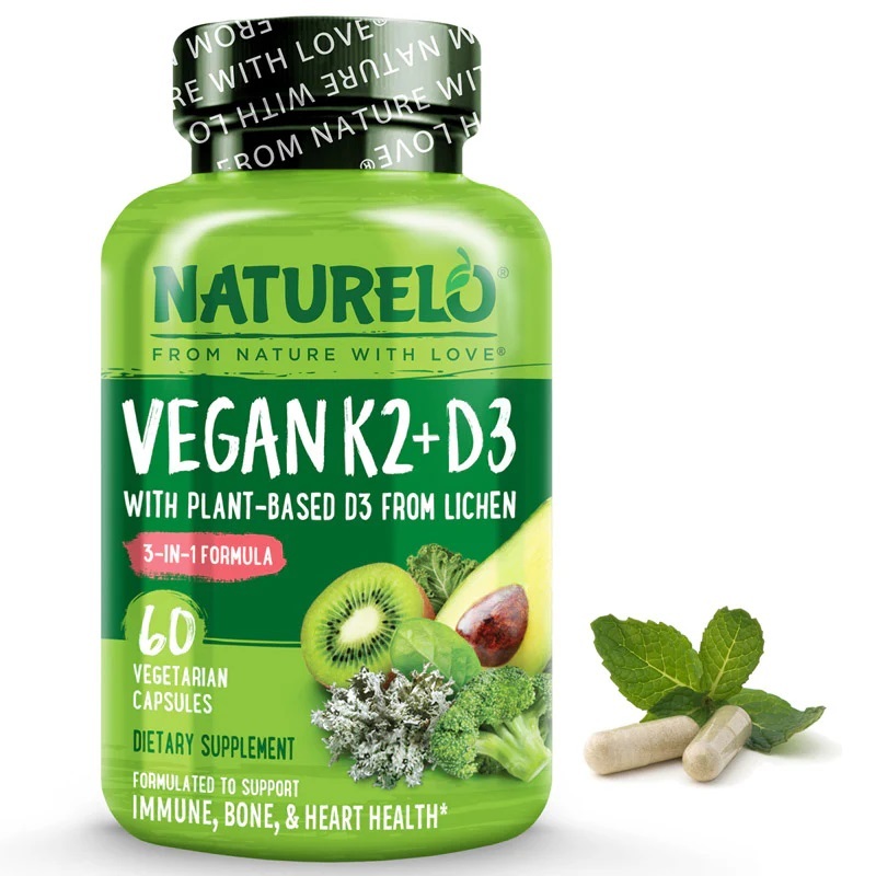 NATURELO - Vegan Vitamin K2 & D3 5,000iu Supplement - 60 capsules