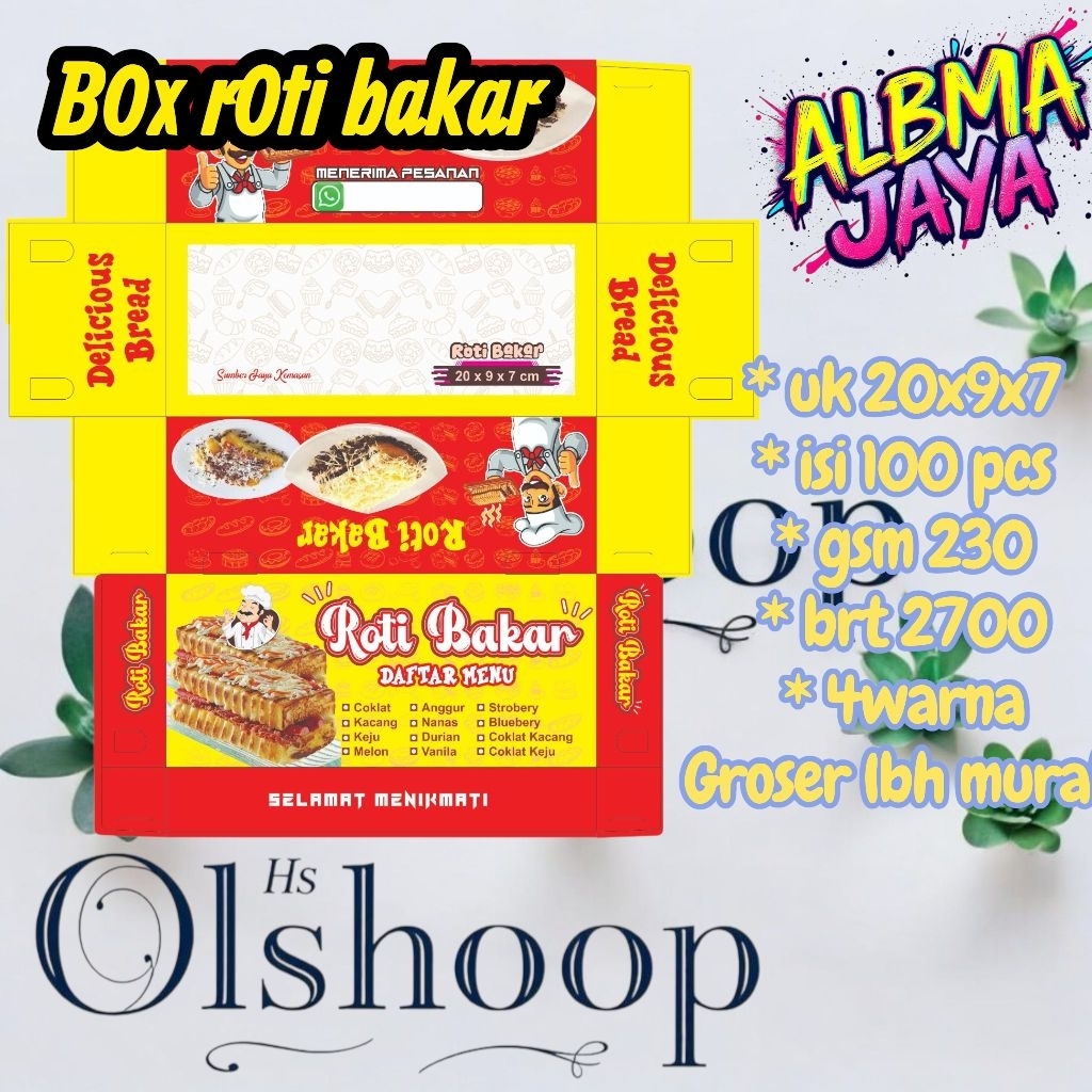 bok roti bakar ifory foil isi 100 pcs// promo dus roti bakar// box roti bakar murah//  kemasan dus r