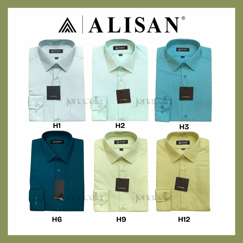 KEMEJA ALISAN REGULER - KEMEJA PRIA POLOS LENGAN PANJANG WARNA SERI HIJAU / H1 / H2 / H3 / H6 / H9 /