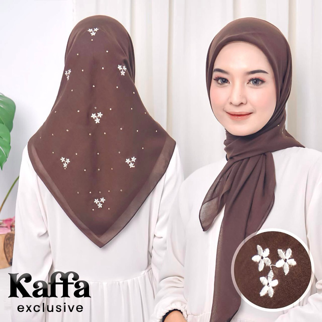 Hijab segi empat paris bordir bintang payet || kerudung paris varisa