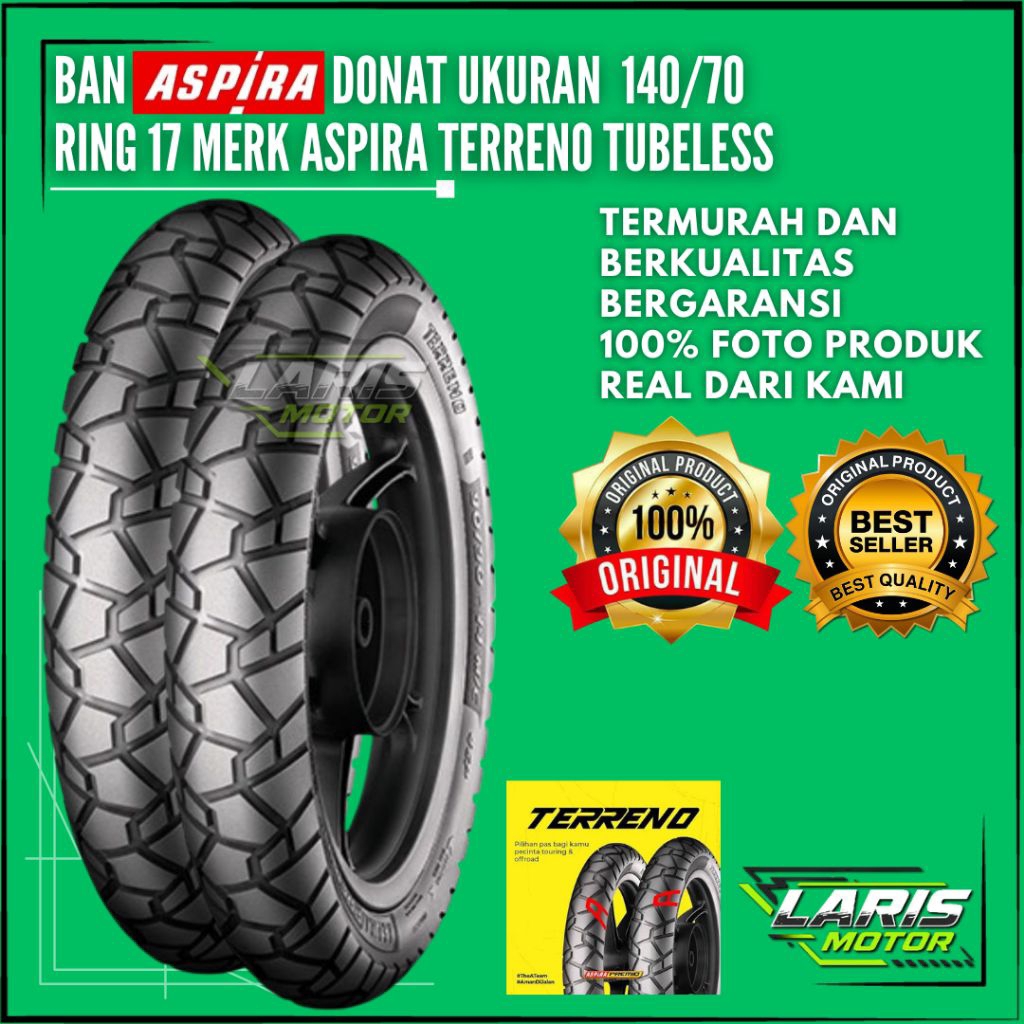 Ban Motor Aspira Terreno 140/70 Ring 17 Tubeless Ban Donat Aspira Original – Grip Kuat & Tahan Lama