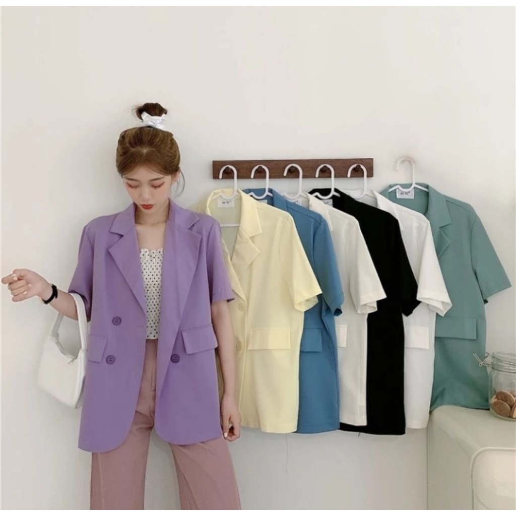 Xean Blazer Outer Korea Wanita Lengan Pendek