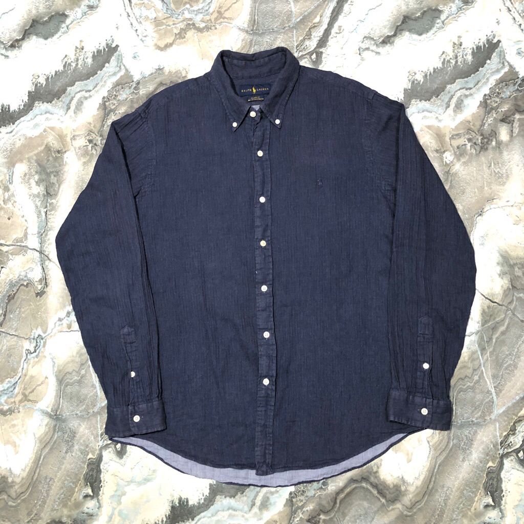 kemeja polo ralph lauren linen denim