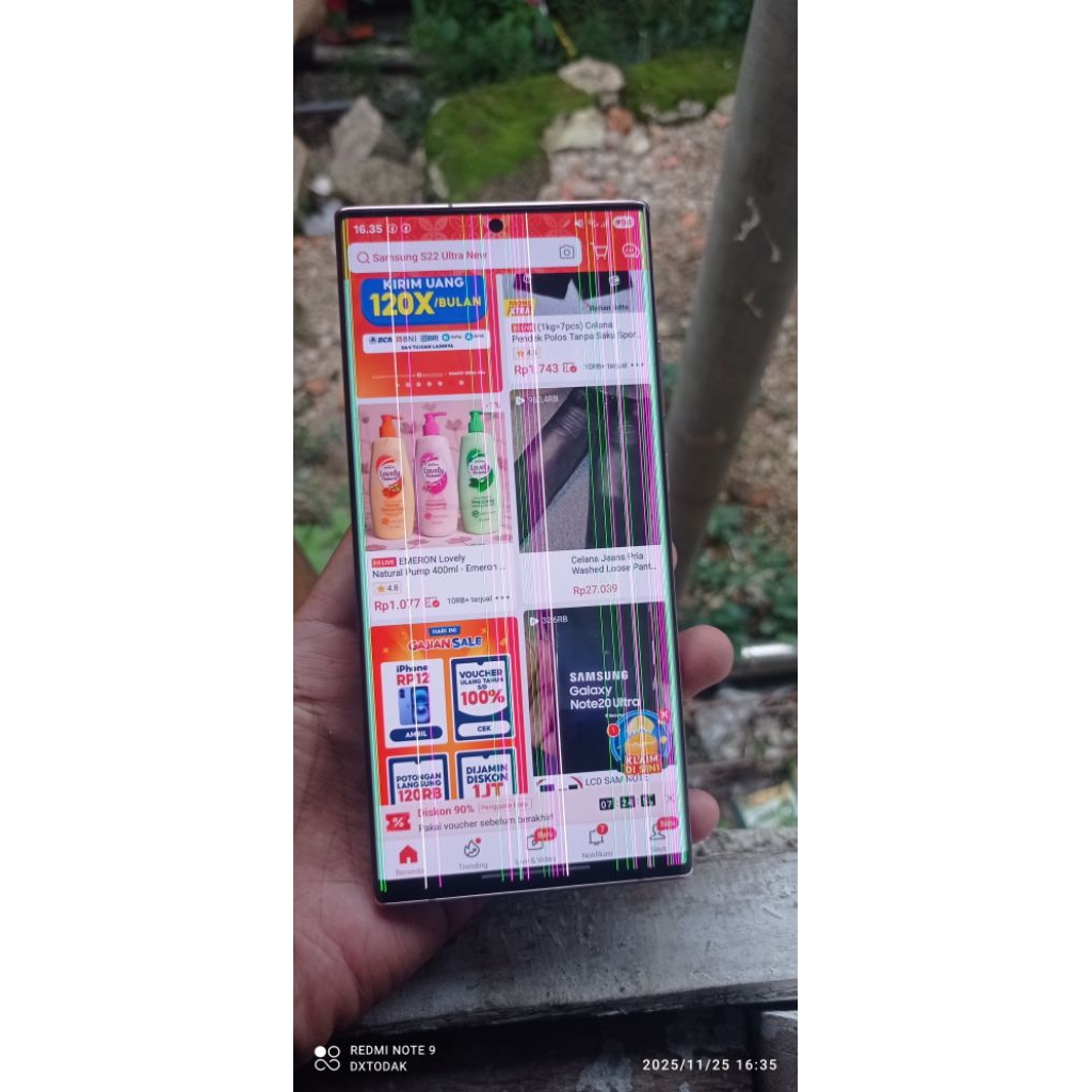 Samsung Not 20 ultra minus lcd bergaris