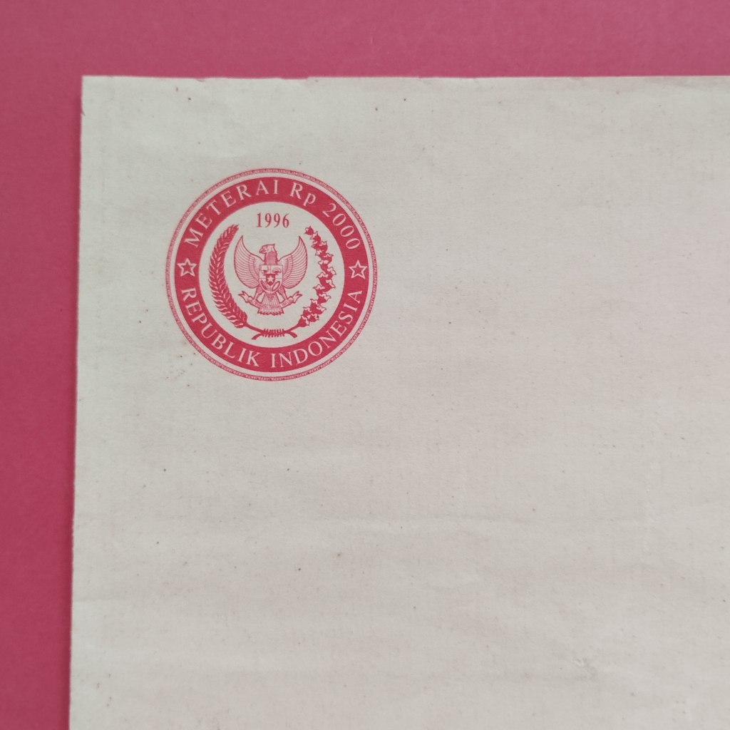 Kertas Segel Rp 2.000 Tahun 1996 Dobel