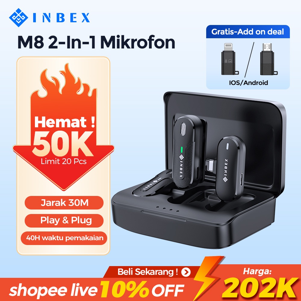 MIC 30%OFF  INBEX Wireless Microphone Lavalier Microphone Bluetooth youtuber/Nirkabel Mic Clip on Au