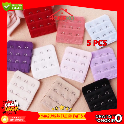 HK Pengait Bra Tambahan 3 Kait 5 PCS Extension Karet Sambung Pengait Tali / Penyambung Tali Bh Exten