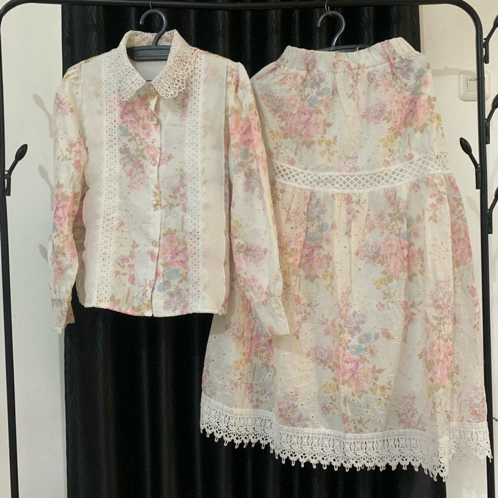 NEW setelan rok katun bordir bkk bunga