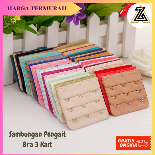 AKEZ BRA KONEKTOR PENGAIT 3 SAMBUNGAN PENYAMBUNG PENGAIT TALI BH BRA EXTENSION KAIT 3 ISI 5 PCS
