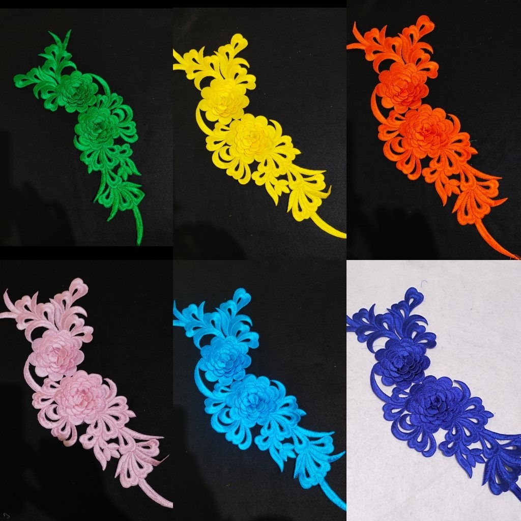 Renda bordir bunga tempel