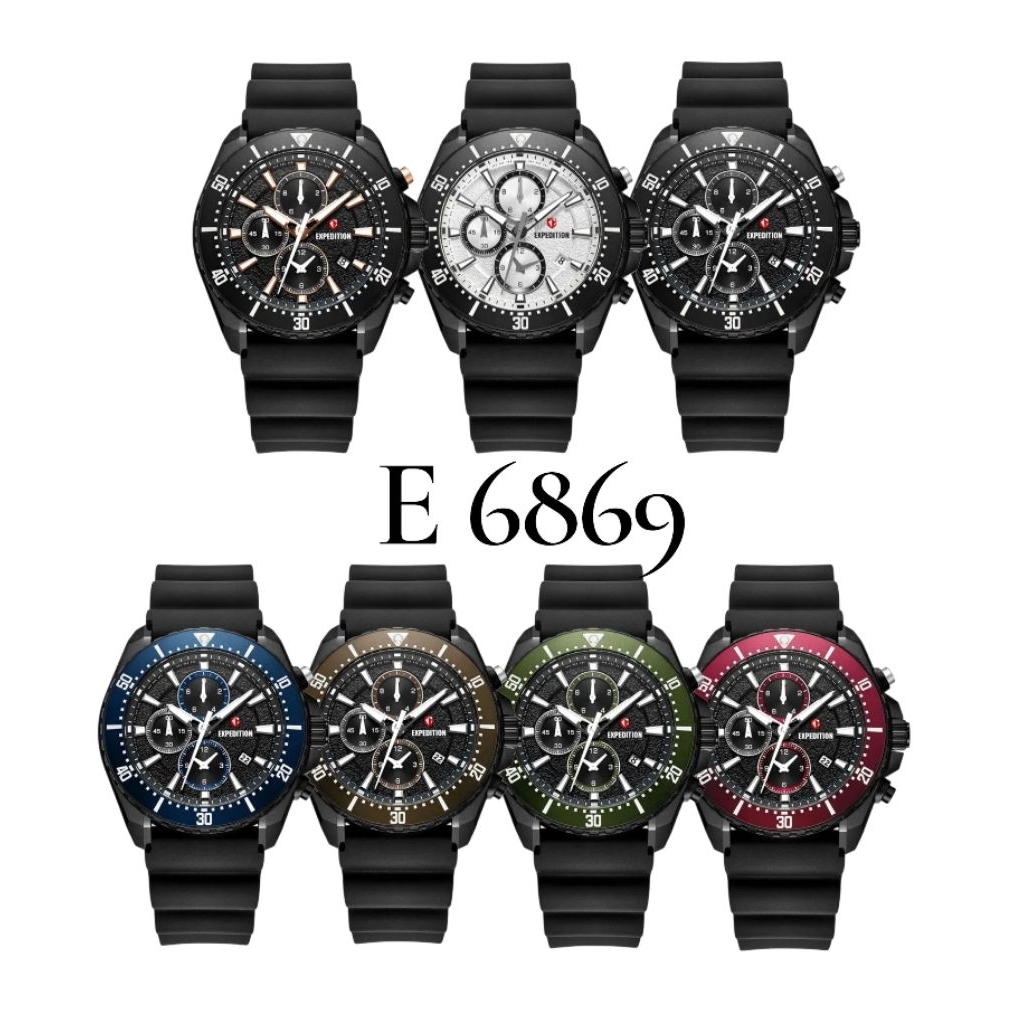 Jam Tangan Pria Expedition 6869 E6869 EXP 6869 Tali Karet / Rubber