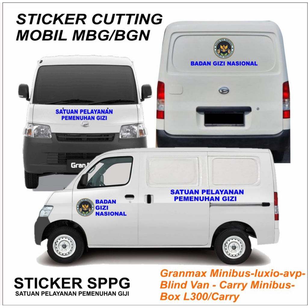 sticker mobil mbg/bgn , cutting sticker mobil operasional bgn