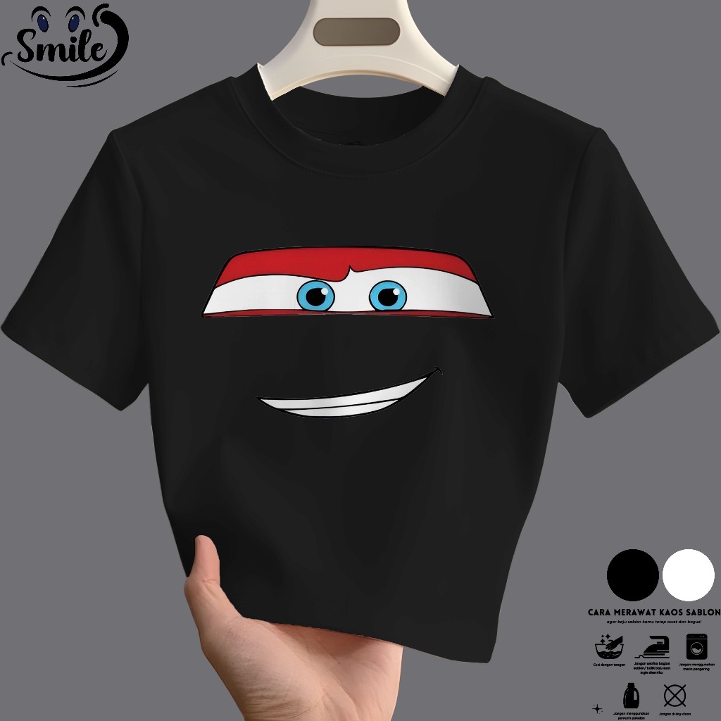 [premium] Kaos Crop Top Gambar MCQUEEN MERAH  Basic Seksi Wanita Import Korea / kaos rib pendek mera