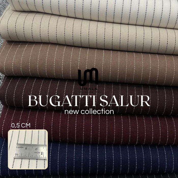 Kain Salur Stripe Bugatti Salur 1 Roll New Collection - Bahan Baju Wispie Kemeja Kulot Celana Kantor