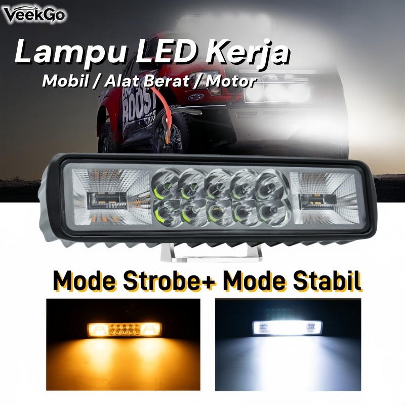 1PC Lampu Tembak Sorot 16 mata Cree  50 watt  CWL 6000k 9-36v Led Strobe WorkLight
