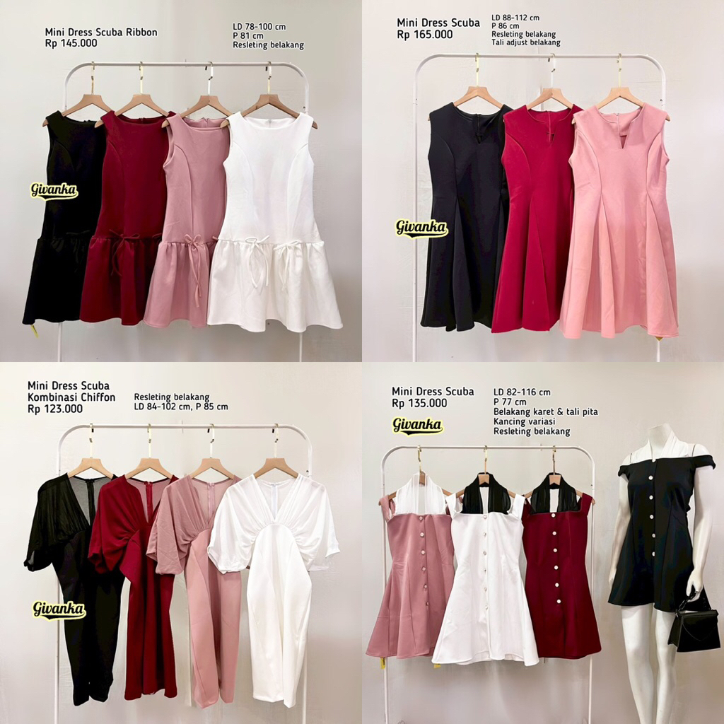 MINI DRESS SCUBA RIBBON // MINI DRESS SCUBA KOMBINASI CHIFFON // DRES SCUBA LUCU // DRESS SCUBA FIT 